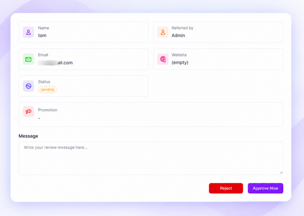 Modern Affiliate Review Dashboard