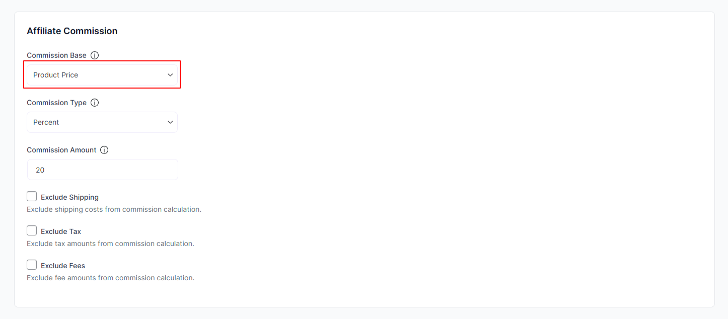 Product price commission