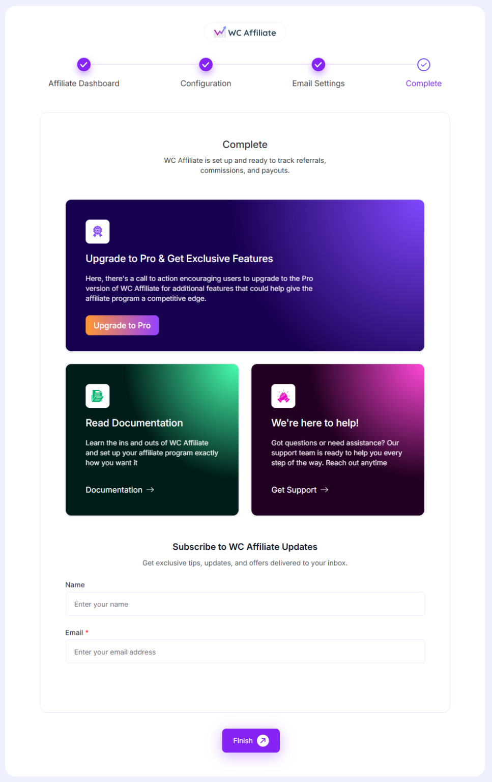 Initial Setup Wizard – WC Affiliate